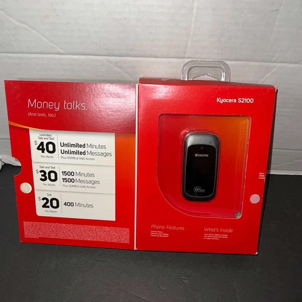 Kyocera S2100 Black Virgin Mobile Cellular Camera Flip Phone PayLo NEW Sealed